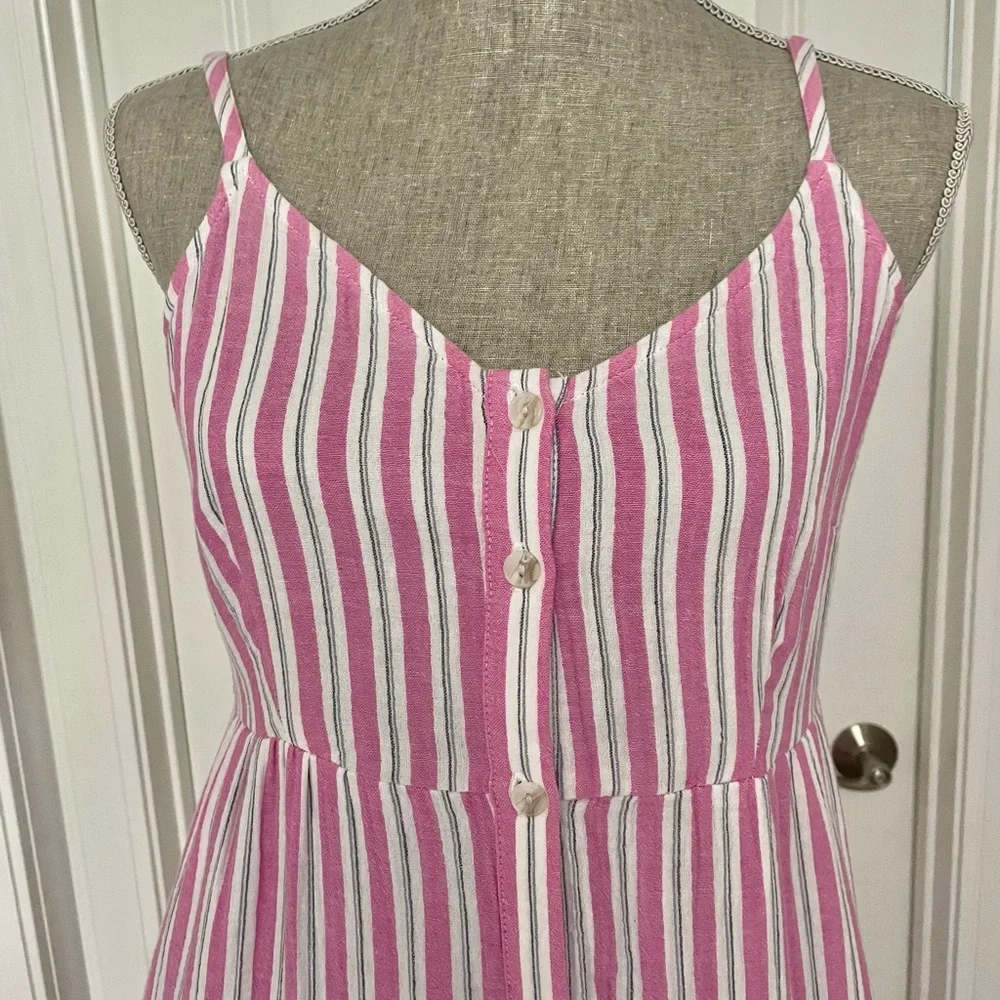 UNIVERSAL THREAD Pink & Gray Striped Tiered Ruffle Maxi Dress Size Small - Picture 4 of 11